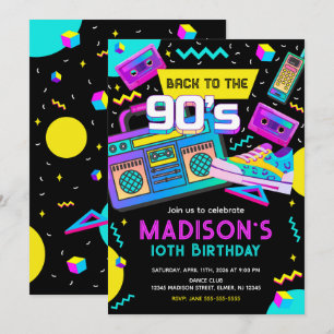 90年代モダンレトロネオンバースデー 招待状