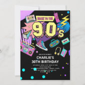 90年代モダンレトロネオン30歳誕生日 招待状 (正面)