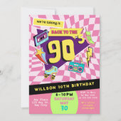 90年代モダンレトロネオン30歳誕生日 招待状 (正面)