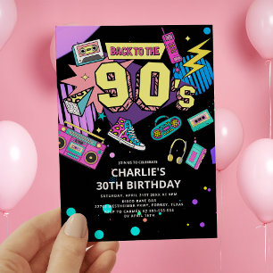 90年代モダンレトロネオン30歳誕生日 招待状