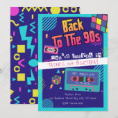 90年代モダンレトロ誕生日 招待状 (正面/裏面)