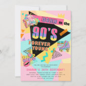 90年代レトロな誕生日パーティー 招待状 (正面)