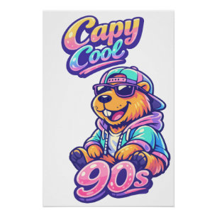 90年代レトロカピバラポスター   Capy Cool Vibrant Wall ポスター