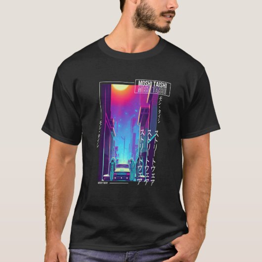 90年代レトロシンセウェーブ日本発Vaporwaveオタク美学 Tシャツ (正面)