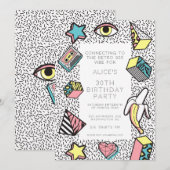 90年代レトロテーマパーティーイベント 招待状 (正面/裏面)