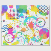 90年代レトロネオン柄デザインギフトラッピング紙 ラッピングペーパー (フラット)