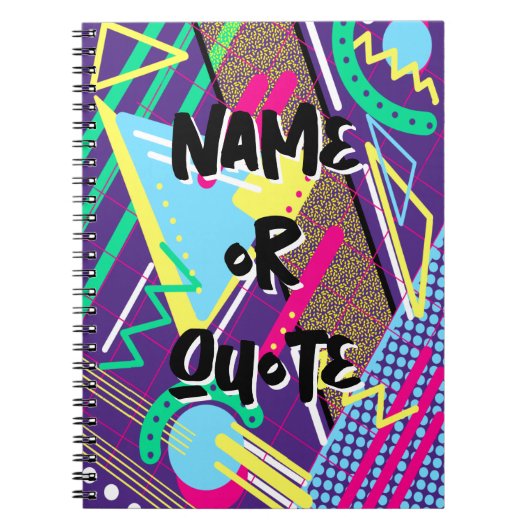 90年代レトロパターン幾何学紫色90年代 ノートブック (正面)