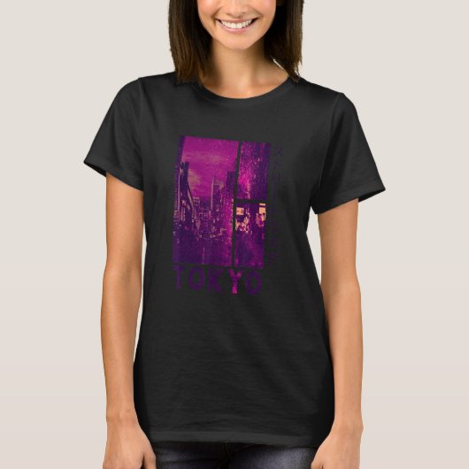90年代レトロロフィ東京日本のストリートウェアVAPORWAVE Tシャツ (正面)
