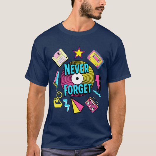 90年代レトロ懐かしい友達を忘れない Tシャツ (正面)