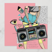 90年代レトロ時代テーマパーティーイベント 招待状 (正面/裏面)