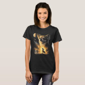 90年代レトロ犬のミーム 月に吠えるチワワ Tシャツ (正面フル)