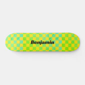 90年代レトロ グリーン+イエロー チェッカーボード スケートボード (横)