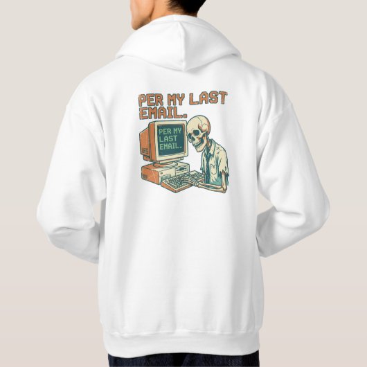 90年代レトロ スケルトンTシャツ 「前回のメール参照」 パーカ (裏面)