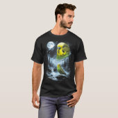 90年代レトロ 鳥 セキセイインコ 月に吠える Tシャツ (正面フル)