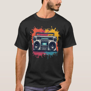 90年代レトロBoomboxグラフィック音楽Tシャツ Tシャツ