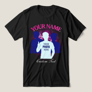 90年代ヴィンテージラップ風カスタムピンクの稲妻 トライブレンドTシャツ