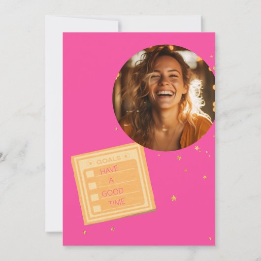 90年代名門私立校風のピンクスローバックバースデーパーティー 招待状 (裏面)