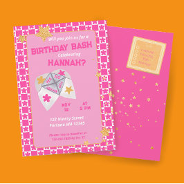 90年代懐かしのクーティーキャッチャー誕生日パーティー 招待状