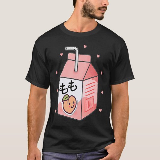 90年代日本のオタク美学ピーチジュースかわいい Tシャツ (正面)
