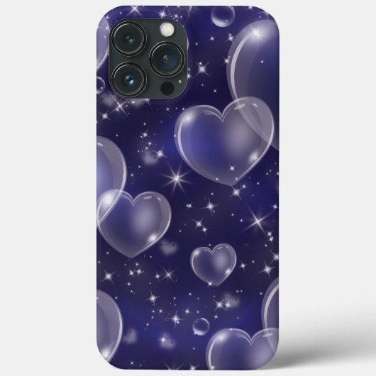 90年代風かわいいガーリーな青い泡ハート Case-Mate iPhoneケース (裏面)