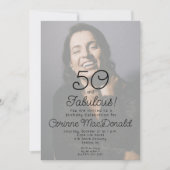90年代風の50歳の誕生日お祝い「Fifty and Fabulous」フォト 招待状 (正面)