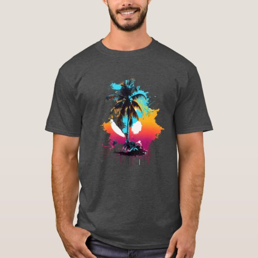 90年代風ココナッツカラーのカラフルガール Tシャツ (正面)