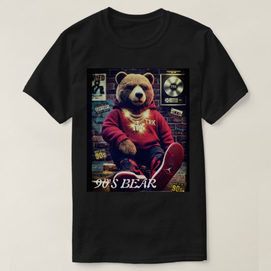 90年代風ヒップホップベアT.R.K Tシャツ (デザイン正面)