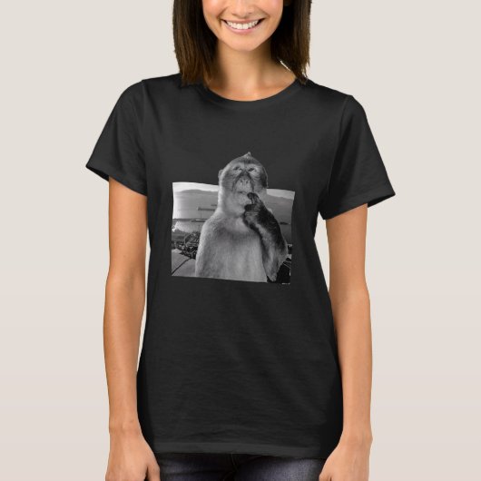 90年代風レトロなおバカな猿の思考する面白いミーム Tシャツ (正面)