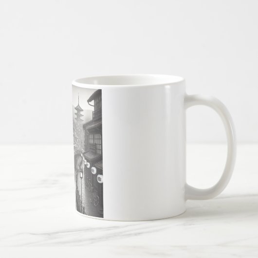 90年代風 黒と白の日本 コーヒーマグカップ (右)