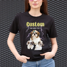 90年代風 Shih Tzu ブートレグ風カスタム写真 Tシャツ