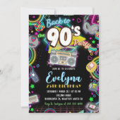 90年代80年代の誕生日パーティーへの招待に戻る 招待状 (正面)