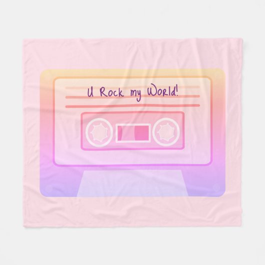 90年代80年代のVaporwave Etic Pink Valentines Day フリースブランケット (正面(横))