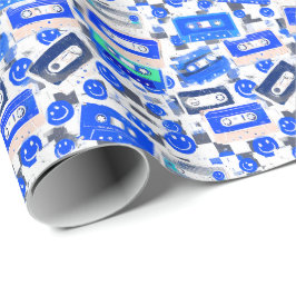 90年代 カセットテープ & スマイリー包装紙 - 逆転 ラッピングペーパー