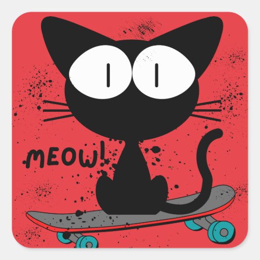 90年代,スケートボード猫,スケートボードは決して死なない スクエアシール (正面)