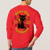 90年代,スケートボード猫,スケートボードは決して死なない Tシャツ (裏面)