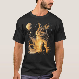 90年代 レトロ うさぎ 月に吠える アニマル Tシャツ