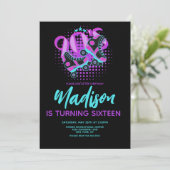 90年代 ローラースケート テーマの誕生日パーティー招待状 招待状 (スタンド正面)