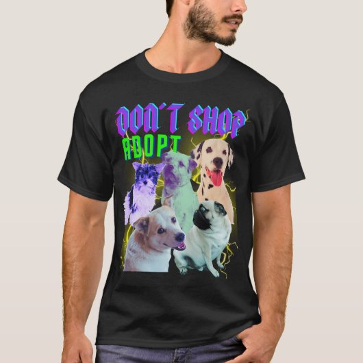 90年代 海賊犬 保護犬を引き取ろう ショップで買わない Tシャツ (正面)