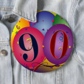 90年!  カスタマイズ誕生日の気球ボタン- 缶バッジ (インサイチュ)