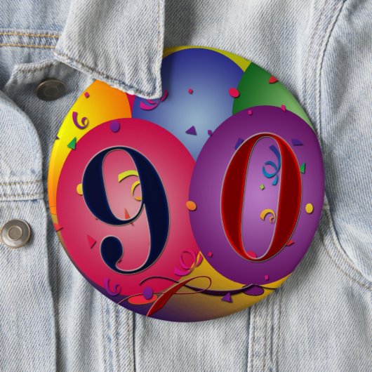 90年! カスタマイズ誕生日の気球ボタン- 缶バッジ (インサイチュ)