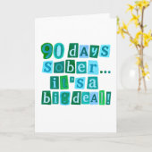 90日間の禁酒カード(5x7サイズ) + 封筒 カード (黄色い花)