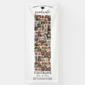 90枚の写真コラージュ 卒業式 モダン ミニマル ホワイト 横断幕 (縦)