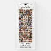 90枚の写真コラージュ 卒業式 現代的 ミニマル 白 横断幕 (縦)