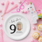 90歳おめでとう！モダンフォト90歳の誕生日 ペーパープレート (パーティー)