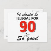 90歳おもしろいの誕生日デザイン ポストカード (正面/裏面)