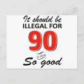 90歳おもしろいの誕生日デザイン ポストカード (正面)