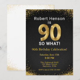 90歳だって何？！ ブラックゴールド 90歳の誕生日 招待状