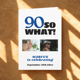 90歳だって何？ 面白い90歳の誕生日 2枚の写真付き 誕生日カード カード