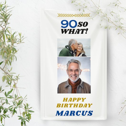 90歳だなんて気にしない 面白いマイルストーン 90歳の誕生日写真 横断幕