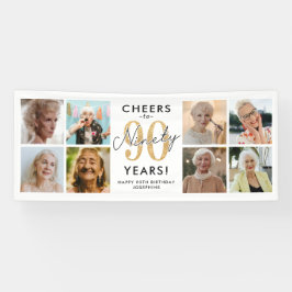 90歳のお祝いに乾杯 ゴールド写真バナー 横断幕